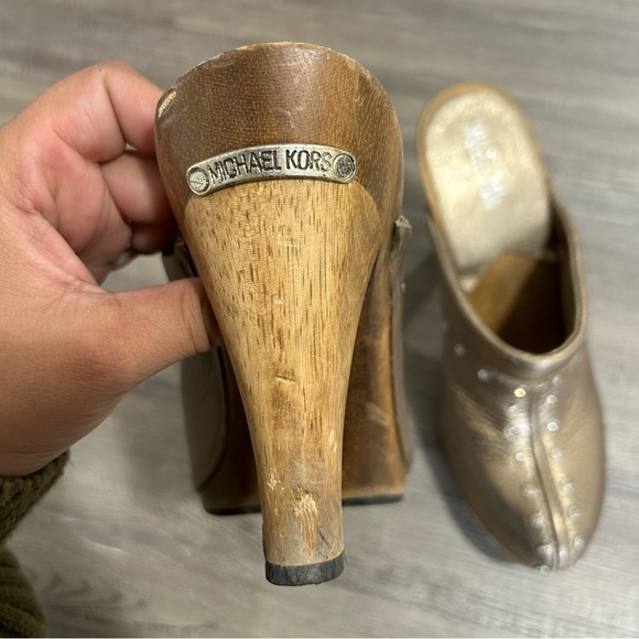Michael Kors Gold Leather Studded Mules​​​​ - Picture 4 of 7